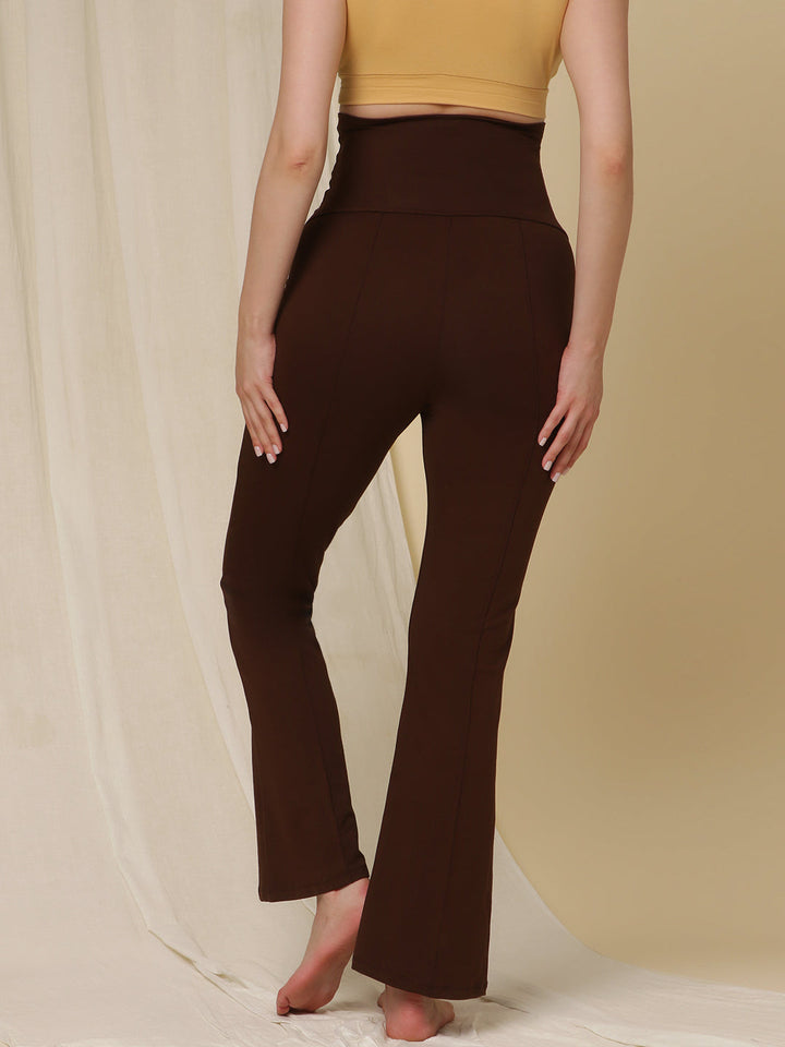 Maternity French Terry Bootcut Pants- Brown