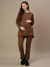 winter maternity co-ord set- brown colour-main image