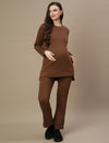 Maternity Winter Fleece Co-ord Set- Brown