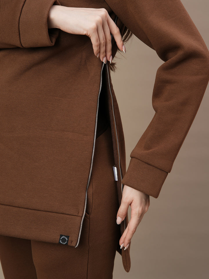 Maternity Winter Fleece Co-ord Set- Brown