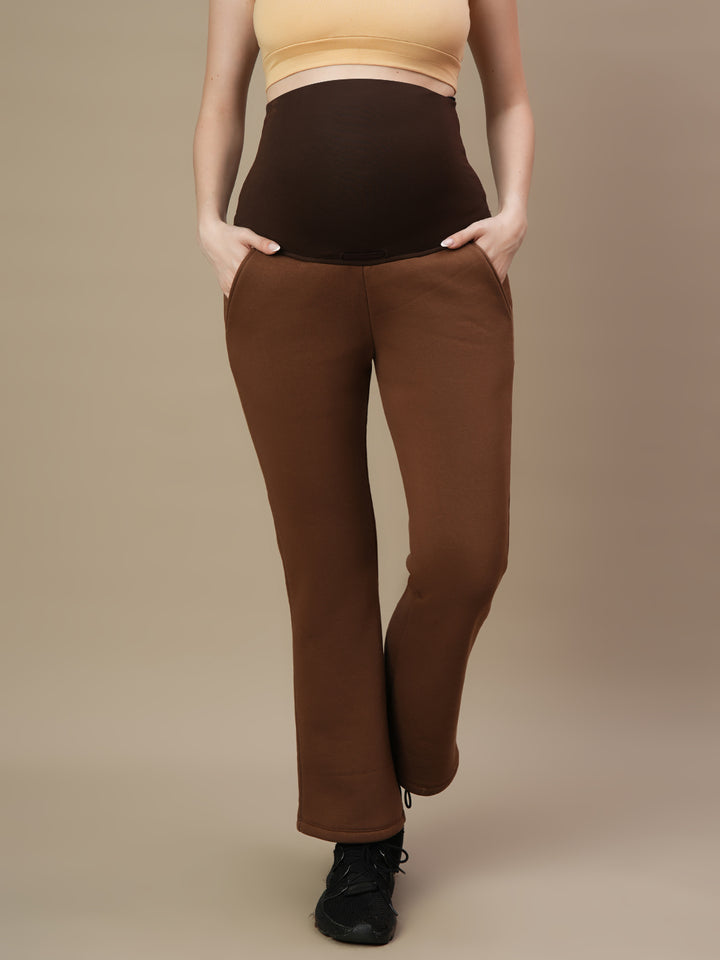 Maternity Winter Fleece Co-ord Set- Brown