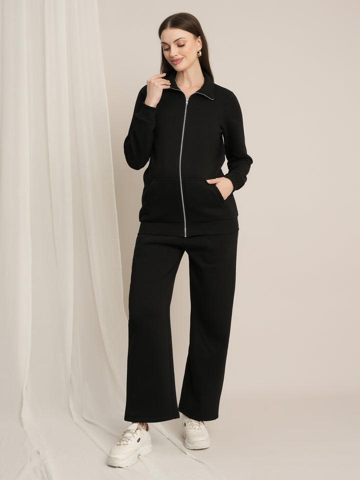 Maternity Winter Fleece Sweatshirt - Black