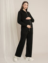 Maternity Winter Fleece Co-ord Set with Zip - Black