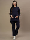 winter maternity co-ord set- navy blue colour-main image