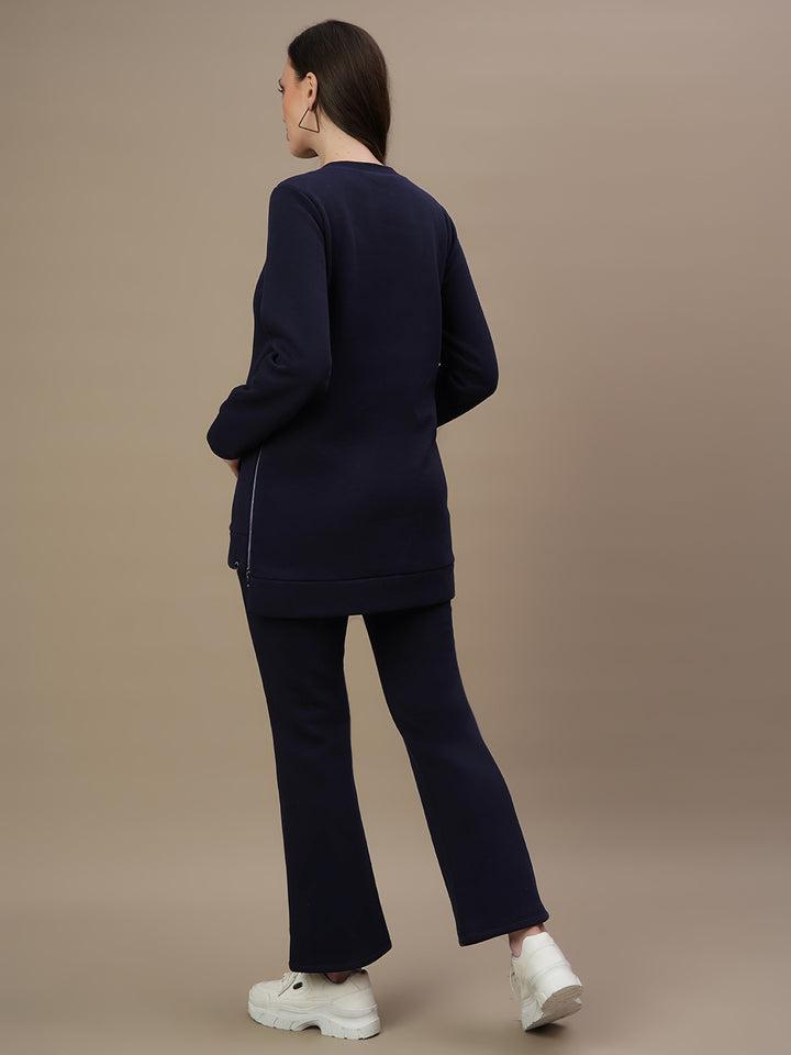 Maternity Winter Fleece Co-ord Set- Navy Blue