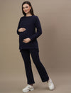 Maternity Winter Fleece Co-ord Set- Navy Blue