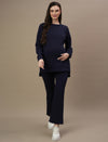 Maternity Winter Fleece Co-ord Set- Navy Blue