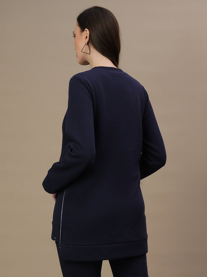 Maternity Winter Fleece Co-ord Set- Navy Blue