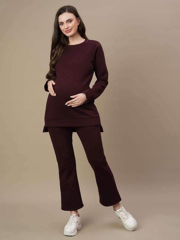 winter maternity co-ord set- purple colour-main image