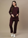 Maternity Winter Fleece Co-ord Set- Wine Berry