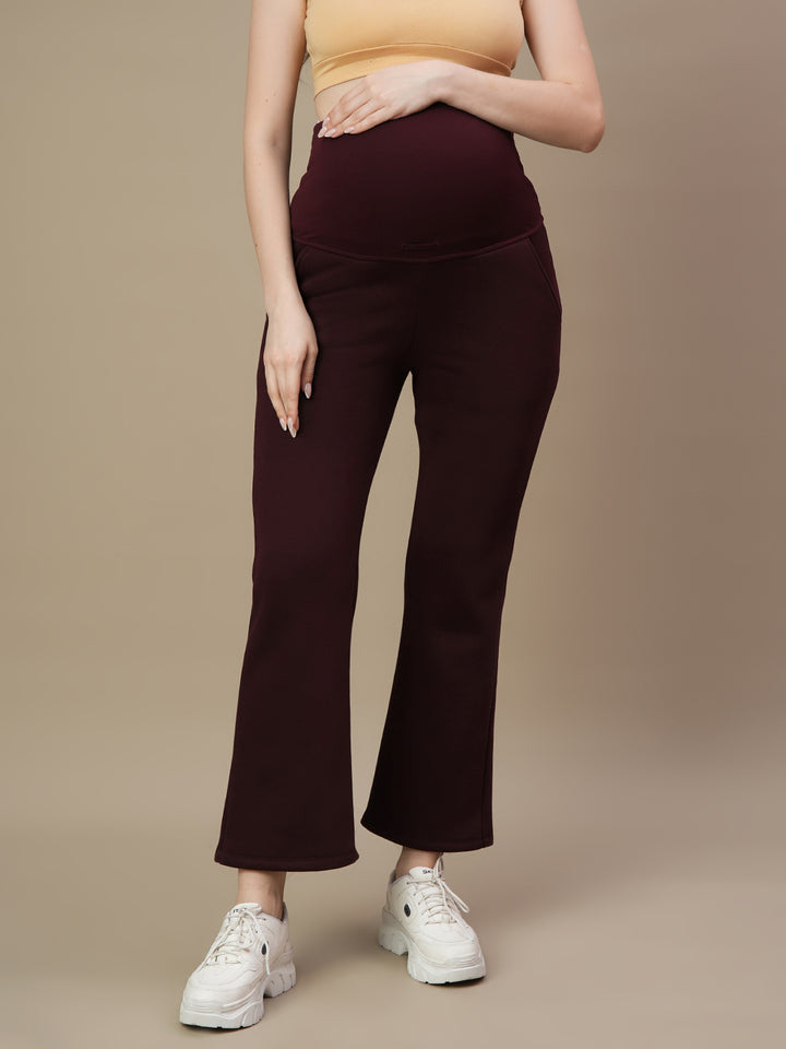 Maternity Winter Fleece Co-ord Set- Wine Berry