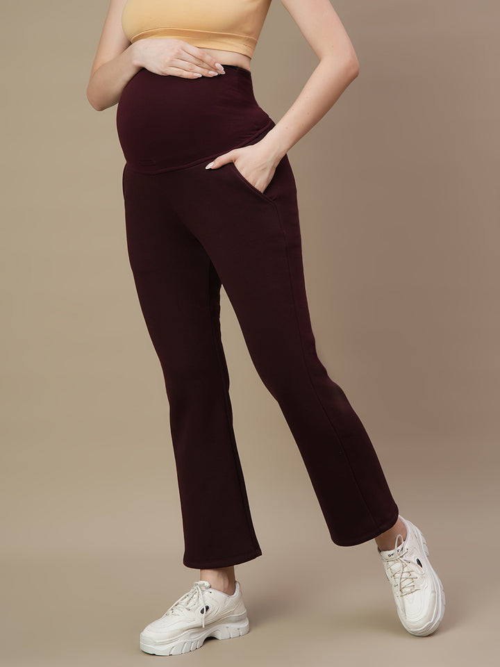 Maternity Winter Fleece Co-ord Set- Wine Berry
