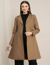 Maternity Winter Tweed A-Line Overcoat with Pockets - Beige