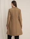 Maternity Winter Tweed A-Line Overcoat with Pockets - Beige