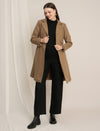 Maternity Winter Tweed A-Line Overcoat with Pockets - Beige