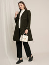 Maternity Winter Tweed A-Line Overcoat with Pockets - Green