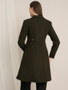 Maternity Winter Tweed A-Line Overcoat with Pockets - Green