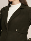Maternity Winter Tweed A-Line Overcoat with Pockets - Green