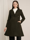 Maternity Winter Tweed A-Line Overcoat with Pockets - Green