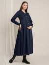Maternity Winter Stretch Denim Flared Maxi Dress