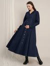 Maternity Winter Stretch Denim Flared Maxi Dress