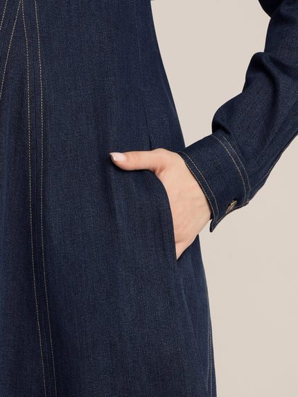 Maternity Winter Stretch Denim Flared Maxi Dress