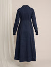 Maternity Winter Stretch Denim Flared Maxi Dress