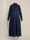 Maternity Winter Stretch Denim Flared Maxi Dress