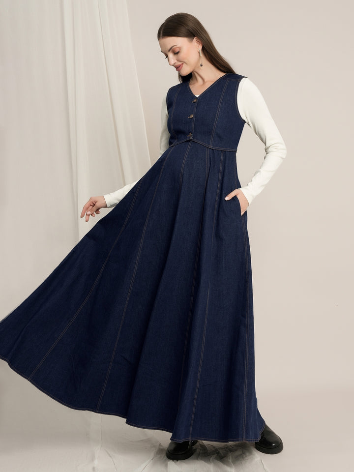 Maternity Winter Denim Dress & Jacket