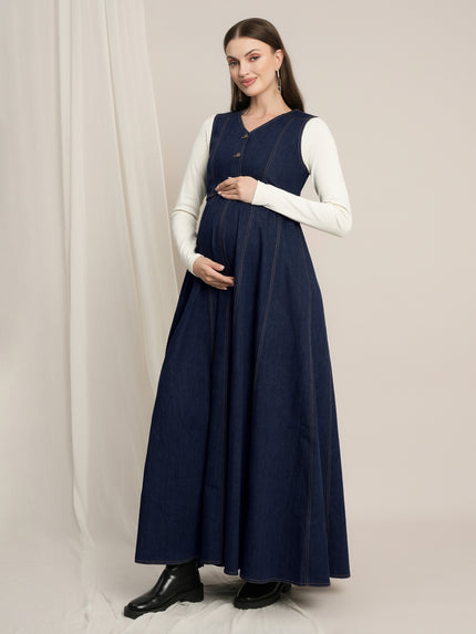 Maternity Winter Denim Dress & Jacket