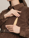 Brown Maternity Winter Corduroy Maxi Shirt Dress with Belt