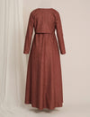 Rust Maternity Winter Woolen Maxi Dress with Shrug