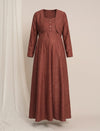 Rust Maternity Winter Woolen Maxi Dress with Shrug