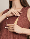 Rust Maternity Winter Woolen Maxi Dress with Shrug