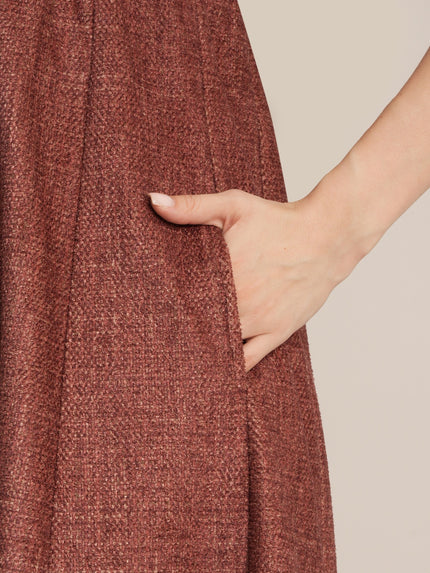 Rust Maternity Winter Woolen Maxi Dress with Shrug