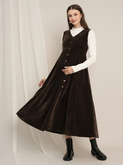 Maternity Winter Dungaree Dress with Top