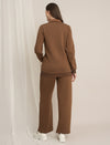 Maternity Winter Fleece Co-ord Set with Zip - Brown