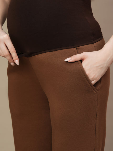 Winter Fleece Maternity Sweatsuits Set- Brown