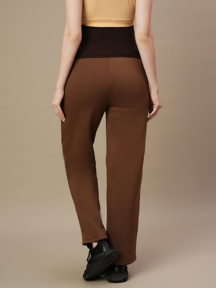 Winter Fleece Maternity Sweatsuits Set- Brown