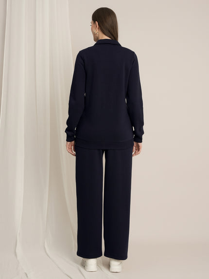 Maternity Winter Fleece Co-ord Set with Zip - Navy Blue