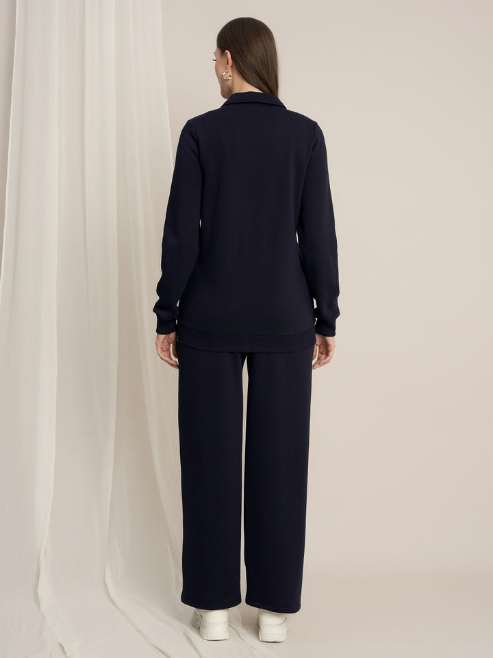 Maternity Winter Fleece Co-ord Set with Zip - Navy Blue