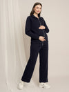 Maternity Winter Fleece Co-ord Set with Zip - Navy Blue