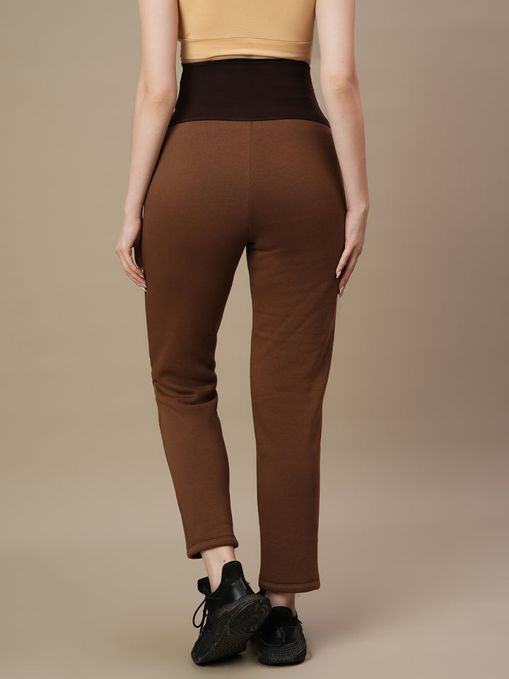 Winter Fleece Maternity Pants- Brown