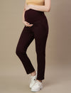 Winter Fleece Maternity Pants- Wine Berry