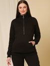 Winter Fleece Maternity Sweatshirt Top- Black