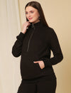 Winter Fleece Maternity Sweatshirt Top- Black