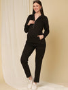 Winter Fleece Maternity Sweatshirt Top- Black