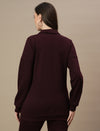 Winter Fleece Maternity Sweatshirt Top- Wine Berry