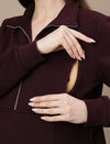 Winter Fleece Maternity Sweatshirt Top- Wine Berry