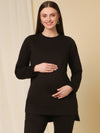 Winter Fleece Maternity Sweatshirt- Black